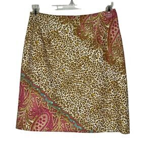 Geometrie Size 8 Leopard Paisley Print Skirt Boho Style Women's